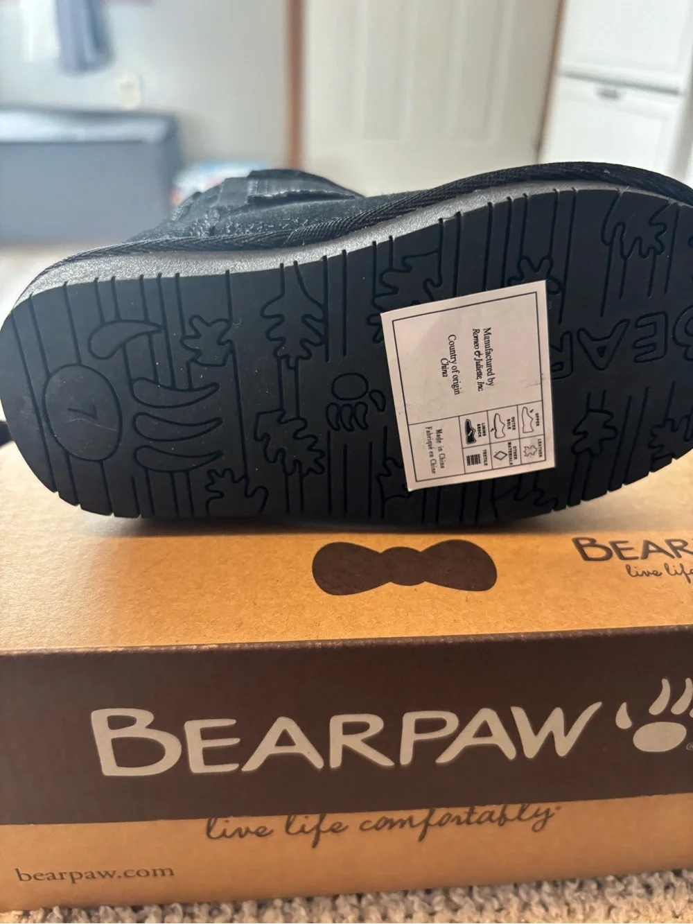 BearPaw Kids Black Fleece-Lined Ankle Boots